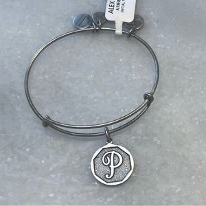 Alex & Ani NWT Adjustable Charm Bracelet Initial P Silver 116